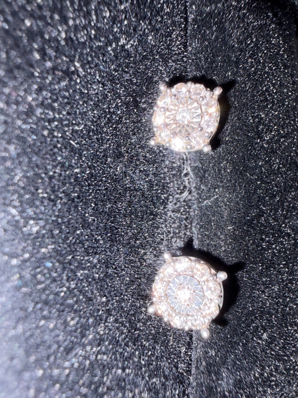 Kay Jewelers Silver-Tone Diamond Cluster Stud Earrings - Picture 2 of 4